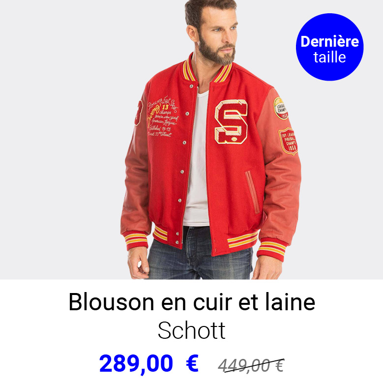 Blouson en cuir et laine