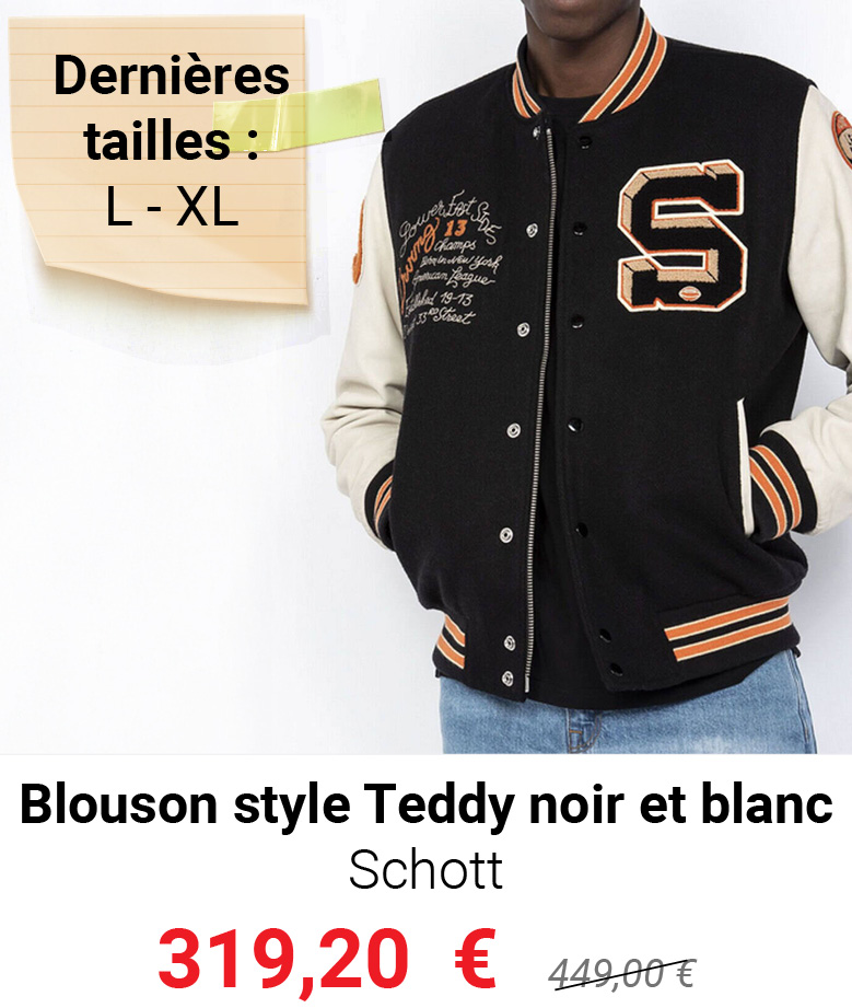 Blouson style Teddy noir et blanc