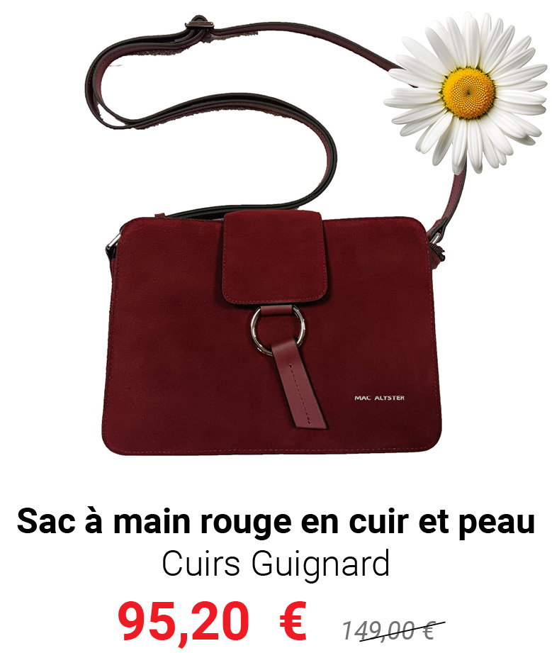 Sac àmain rouge en cuir et peau